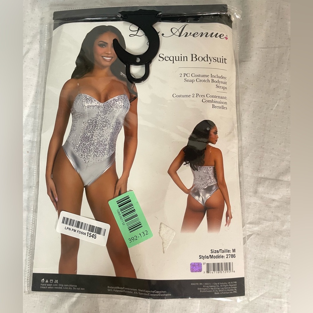 Leg Avenue Shimmering Silver‎ Sequin Bodysuit